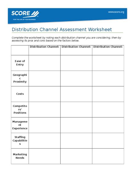 Distribution Channel Assessment Worksheet に対する画像結果