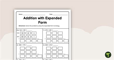 Image result for Expanded Form 1000 Worksheet