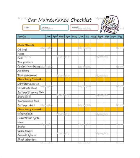 Afbeeldingsresultaten voor Maintenance Checklist Format