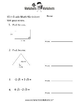 Image result for 10th Grade Math Worksheets with Answer Key