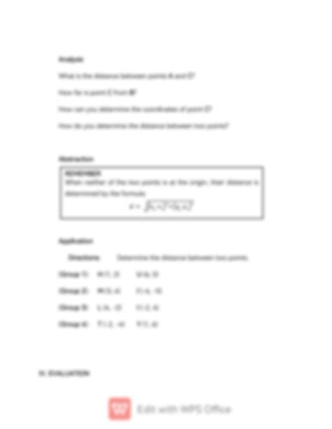 Image result for Detailed Lesson Plan About Distance Formula