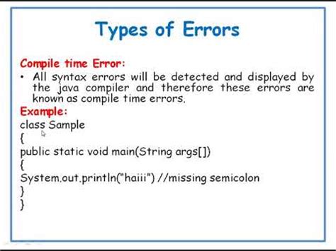 Image result for Types Java Errors in Tamil