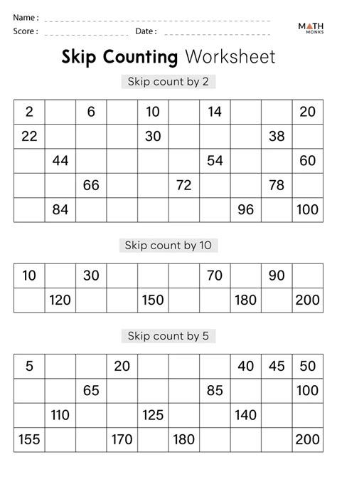 First Grade Skip Counting Worksheets માટે ઇમેજ પરિણામ