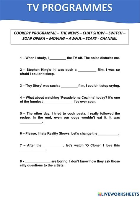 Image result for TV Programme Worksheet