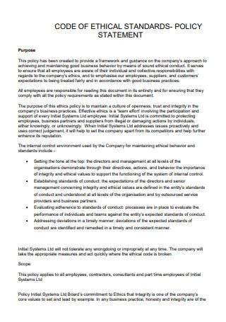 Image result for Statement of Ethics Example