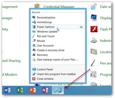 Image result for Control Panel On Taskbar