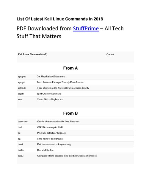 Image result for Kali Linux Command Sheet