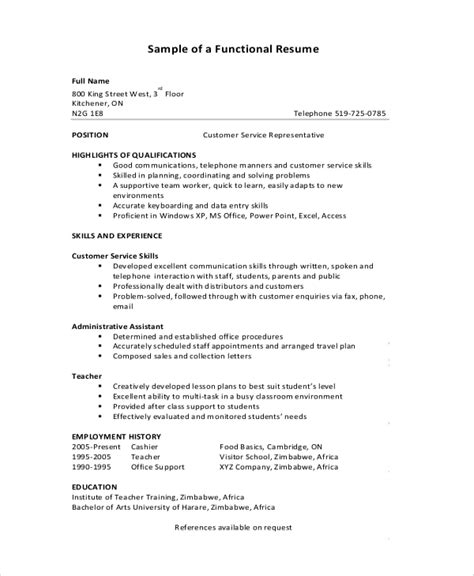 Image result for Functional Resume Format Examples
