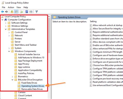 BitLocker Drive Encryption in Local Group Policy Editor に対する画像結果
