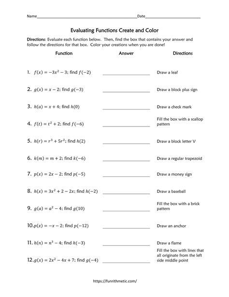 Image result for Evaluate Functions Worksheet PDF