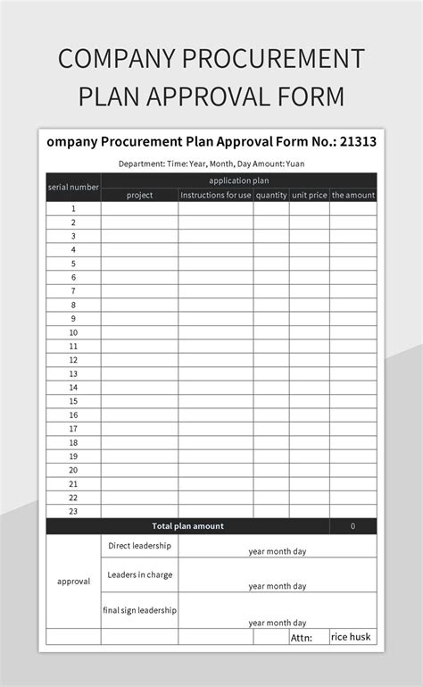 Toradh íomhá ar Procurement Plan Sample