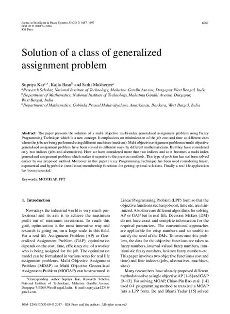 Image result for Generalized Assignment Problem