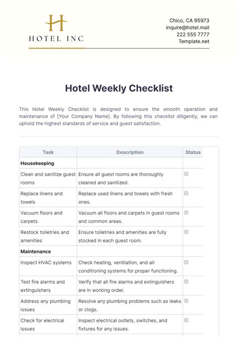 Weekly Overview Template Checklist に対する画像結果