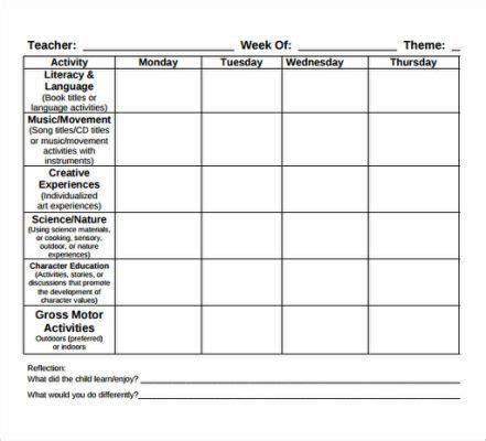 Creative Curriculum Lesson Plan Template PDF に対する画像結果