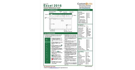 Image result for Excel Quick Reference Chart Free