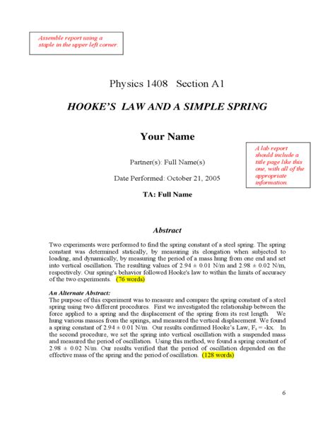 Example of Tabulated Results for Physics Lab に対する画像結果