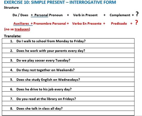 Toradh íomhá ar Simple Present Interragative Exercises