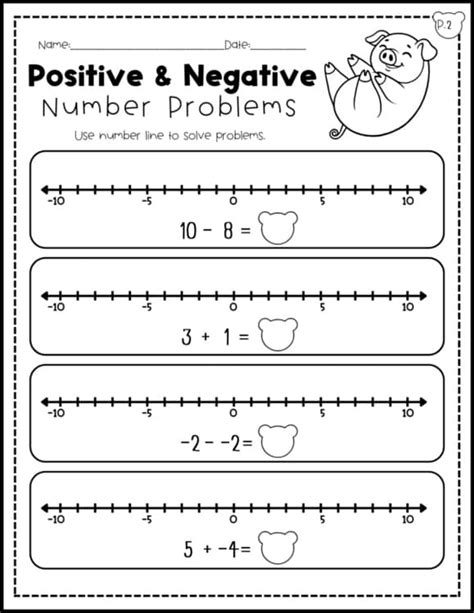 Image result for Positive Negative Number Line Worksheet