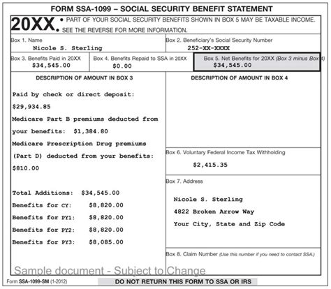 Image result for SSA 1099 Form Example
