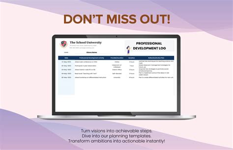 Professional Development Log Template に対する画像結果
