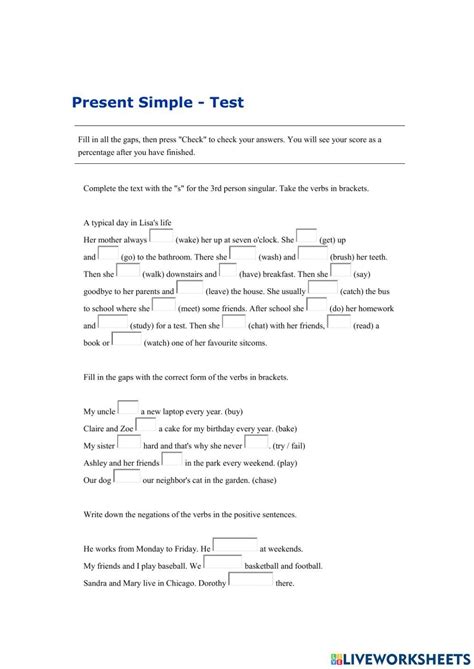 Image result for Present Simple Examples Tests