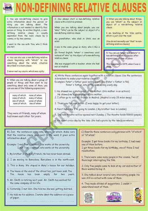 Image result for Defining vs Non Defining Relative Clauses Worksheet