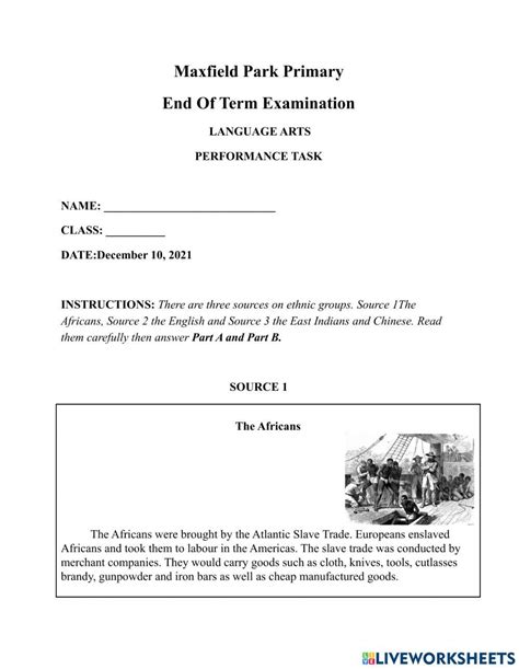 Toradh íomhá ar Language Arts Performance Task