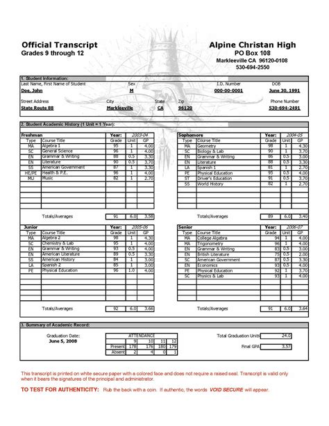 Image result for Semester Transcript Template