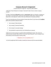 Image result for Company Research Assignment Example