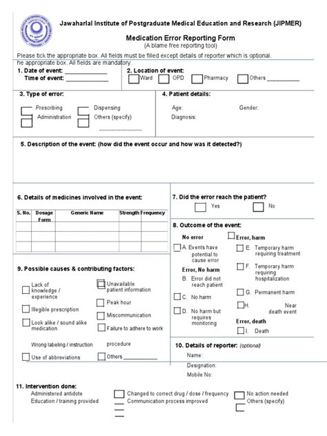 Image result for Printable Medication Error Reporting Form