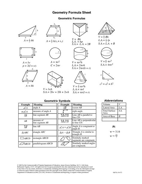 Toradh íomhá ar Printable Geometry Formula Sheet