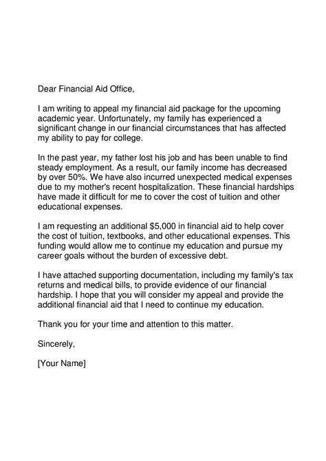 Toradh íomhá ar Appeal Letter for Financial Aid