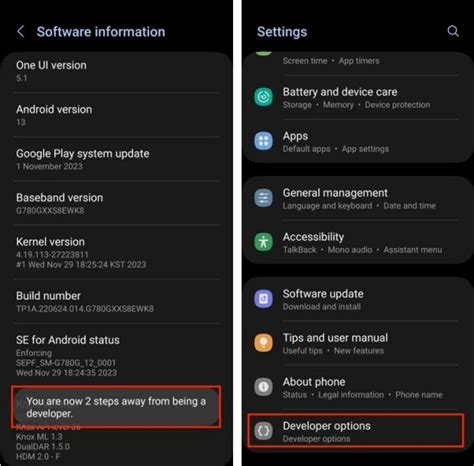Toradh íomhá ar Developer Settings