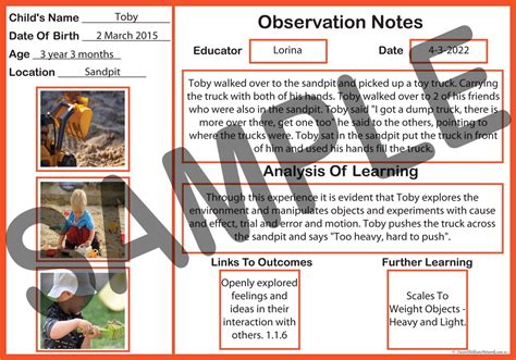 Samples of Kindergarten Observation Notes に対する画像結果