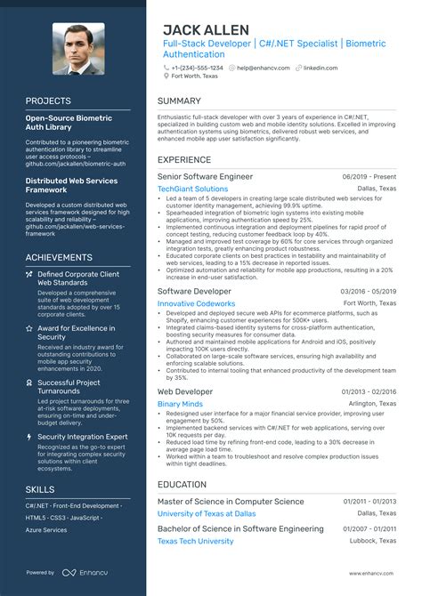 Senior Developer Resume Examples に対する画像結果
