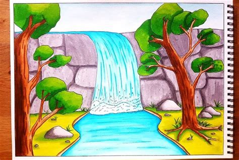 Image result for How to Draw Waterfalls Easy