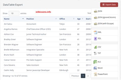 Export to PDF Employee Table に対する画像結果