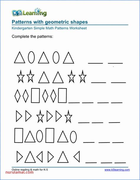 Image result for Elementary Pattern Worksheet
