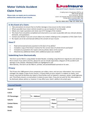 Image result for Accident Claim Form