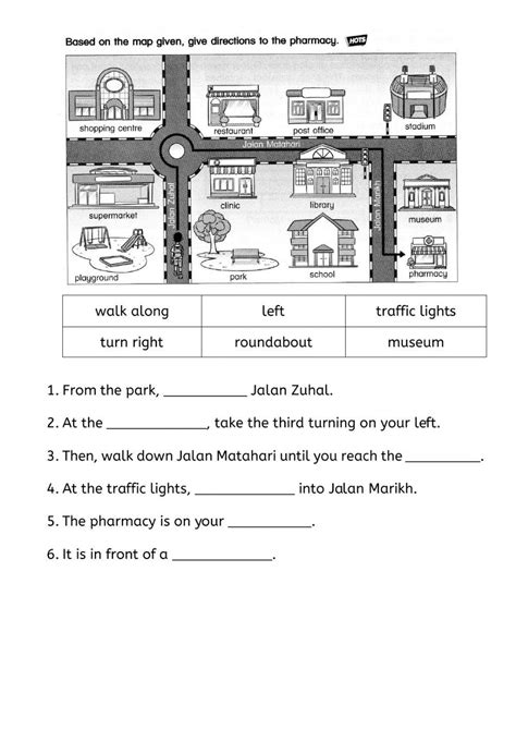 Image result for Giving Directions Worksheet with Answers