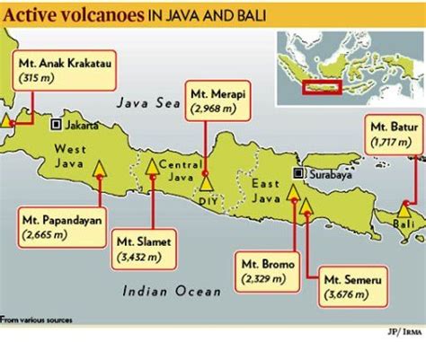 Image result for Physical Map Java Vulkanen
