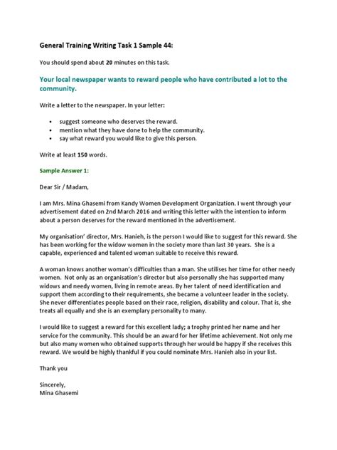 Image result for General Training Writing Task 1 Example