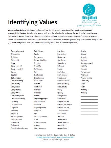 Defining Values Worksheet に対する画像結果