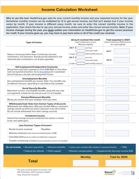 Free Income Calculation Worksheet に対する画像結果