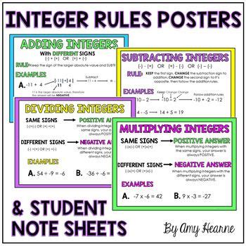 Afbeeldingsresultaten voor Math Integer Rules Cheat Sheet