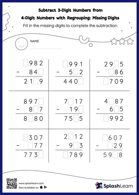 Toradh íomhá ar Subtraction of Four Digit Numbers
