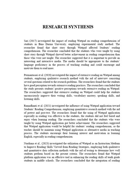 Image result for Example of Report Paper Synthesis