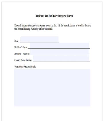 Image result for Maintenance Work Order Request Form