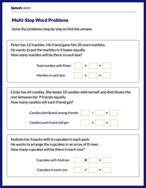 Image result for Multi-Step Math Problems Worksheet
