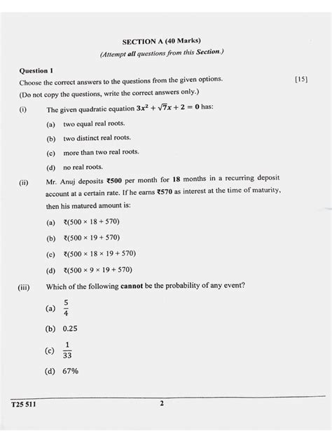 Image result for ICSE Sem 1 Maths Question Paper Exam